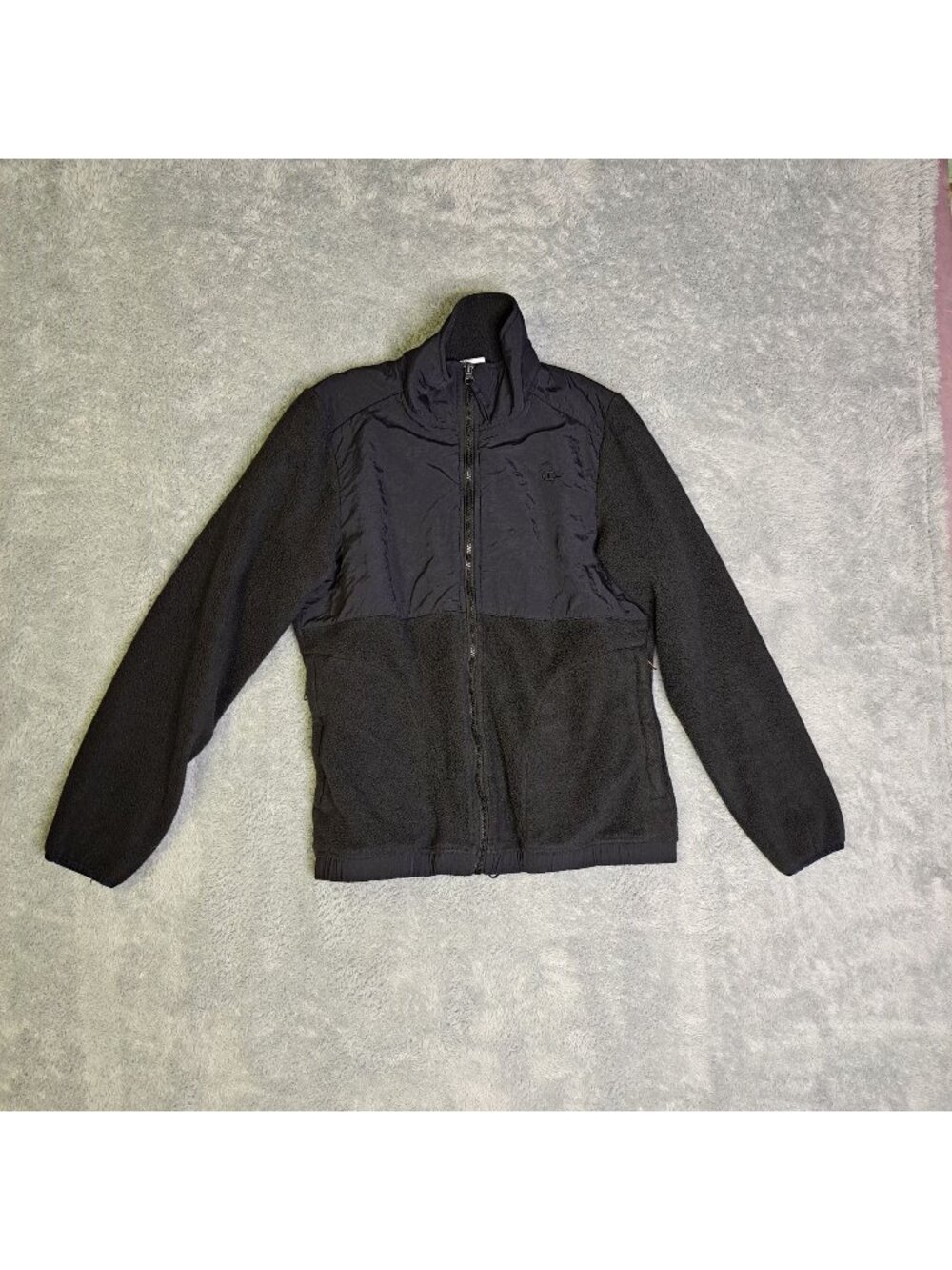 Champion Authentic Full-Zip Kids Fleece Jacket Medium Black Vintage